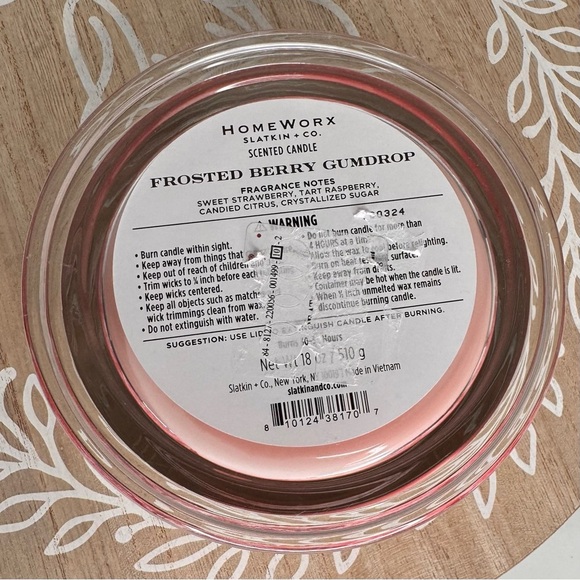 Homeworx by Slatkin and Co 18oz 4 Wick Pink Gum drop,perfect for spring,🌸 NWT - Picture 4 of 4